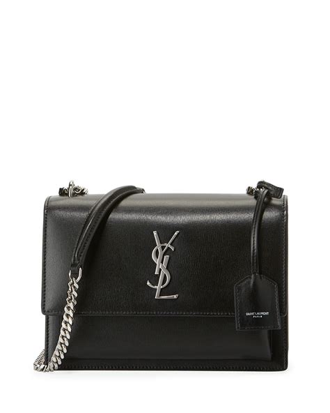 authentic ysl silver sunset medium black crossbody bag